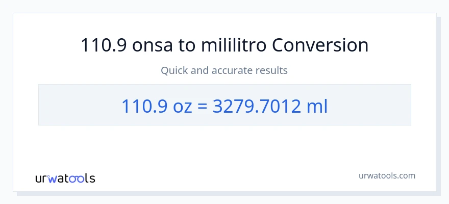 110.9 Mga onsa patungong mga mililitro na conversion
