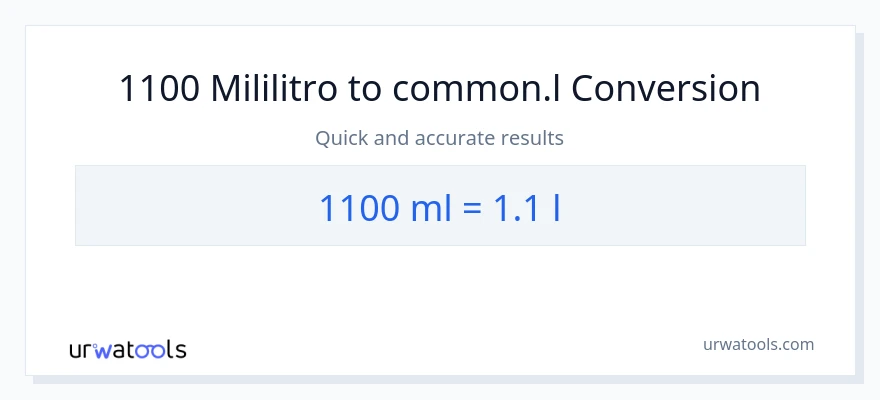 1100 mga mililitro patungong Liters na conversion
