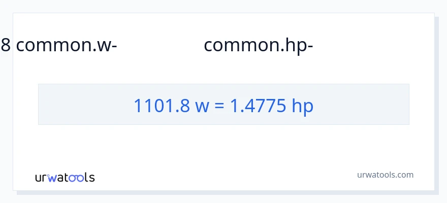 1101.8 വാട്ട്സ് ൽ നിന്ന് കുതിരശക്തി ലേക്ക് പരിവർത്തനം
