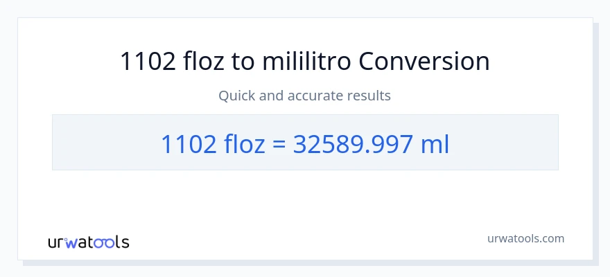 1102 mga onsa ng likido patungong mga mililitro na conversion