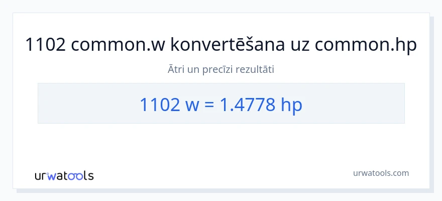 1102 vati uz zirgspēki konversiju