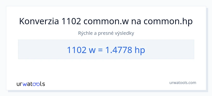 Konverzia z watty na konská sila: 1102