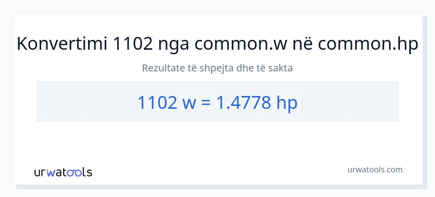 Konvertimi 1102 vat në kuajfuqi