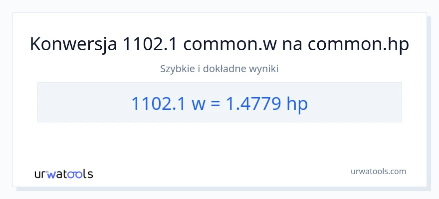 Konwersja 1102.1 watów do moc w koniach mechanicznych
