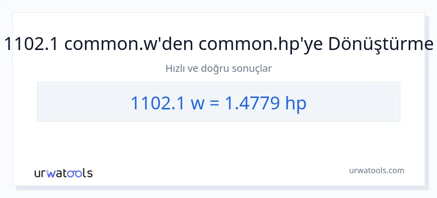1102.1 watt'den beygir gücü'e dönüşüm