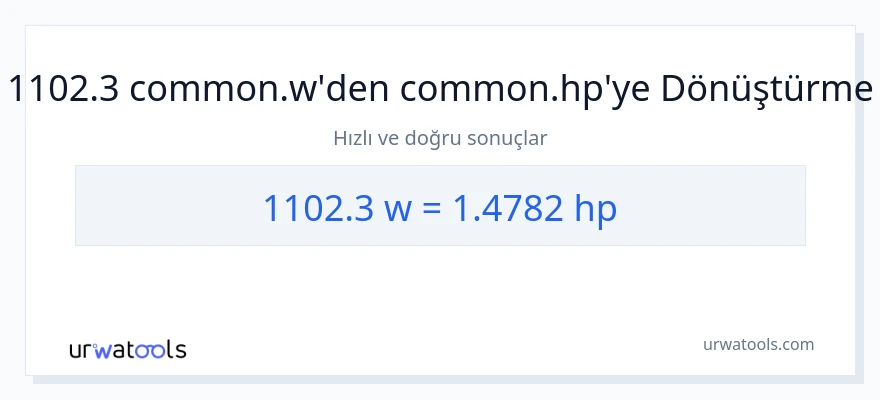 1102.3 watt'den beygir gücü'e dönüşüm