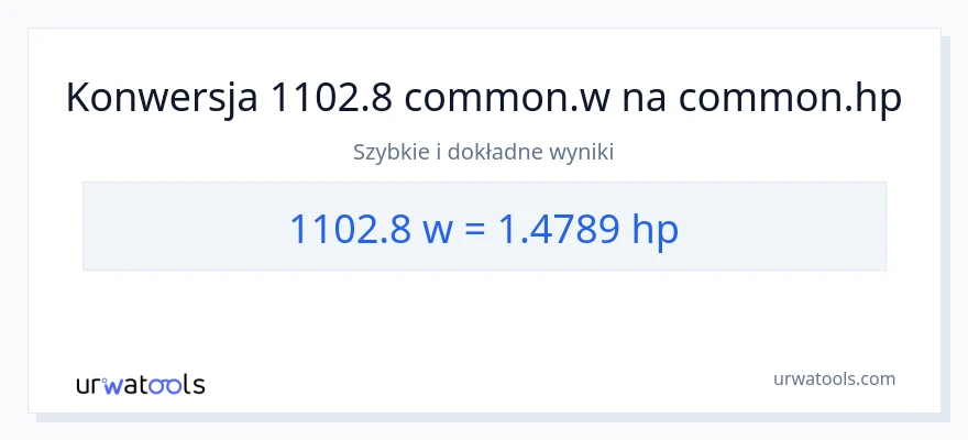Konwersja 1102.8 watów do moc w koniach mechanicznych