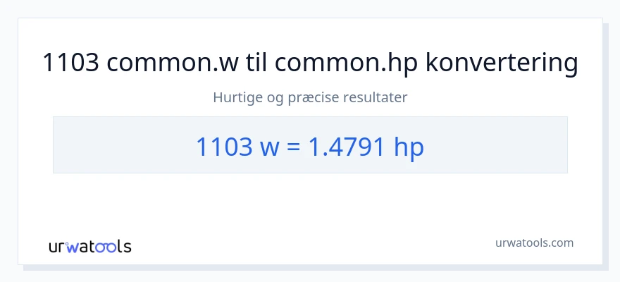 1103 watt til hestekræfter konvertering