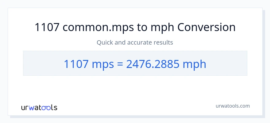 1107 Meters Per Second patungong milya kada oras na conversion
