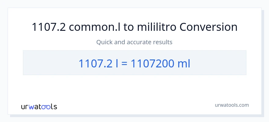 1107.2 Liters patungong mga mililitro na conversion