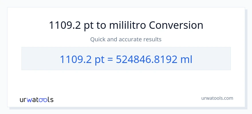 1109.2 Pints patungong mga mililitro na conversion
