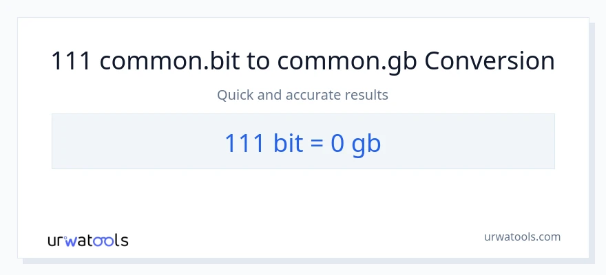111 Bits patungong Gigabytes na conversion