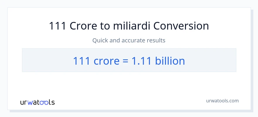 Conversione da 111 crore a miliardi