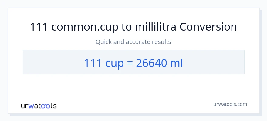 111 kupit - millilitraa muunnos