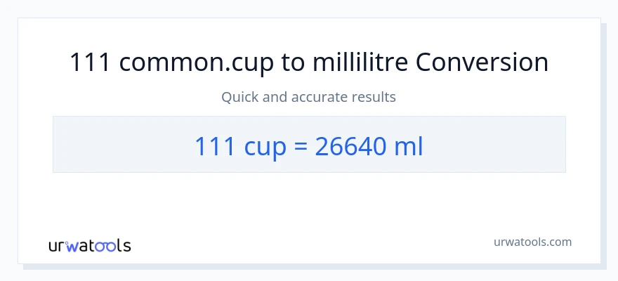 Conversion 111 tasses vers millilitres