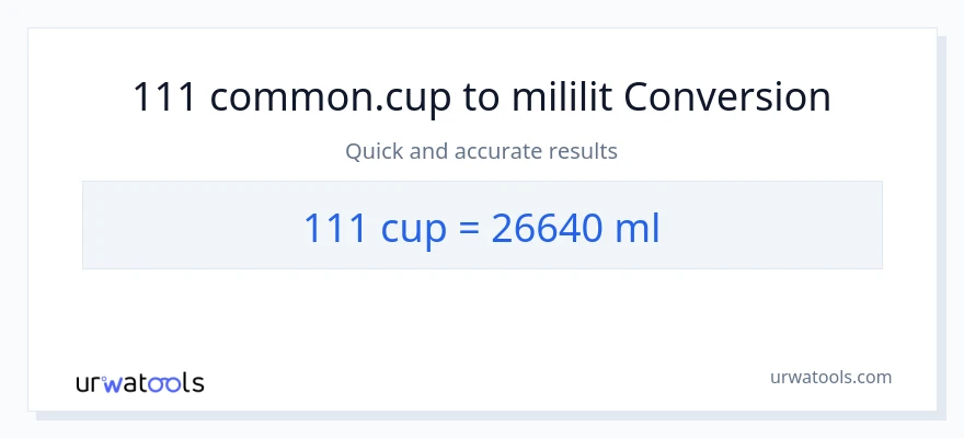 Chuyển đổi 111 cốc sang mililit