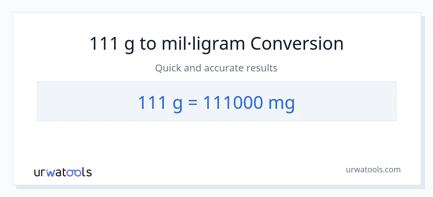 Conversió de 111 Grams a mil·ligrams