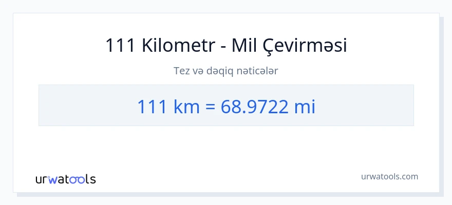 111 kilometr-dən mil-ə çevrilmə