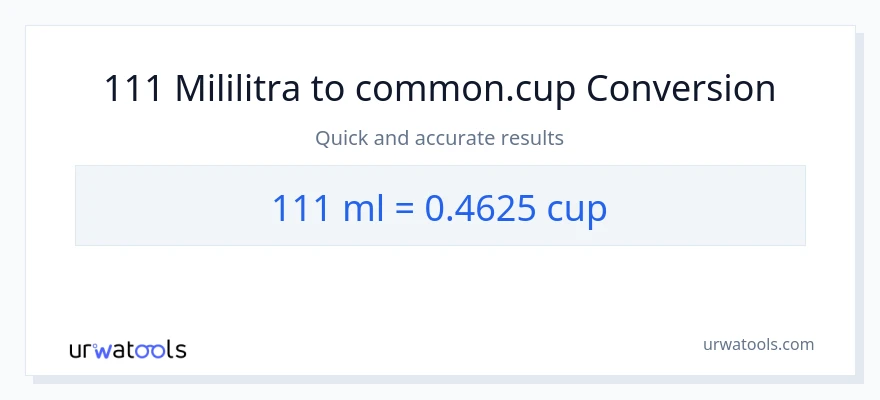 Konverzija od mililitara do šalice: 111