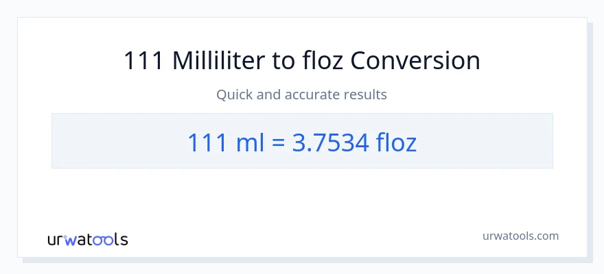 111 Milliliter zu Flüssigunzen Umwandlung