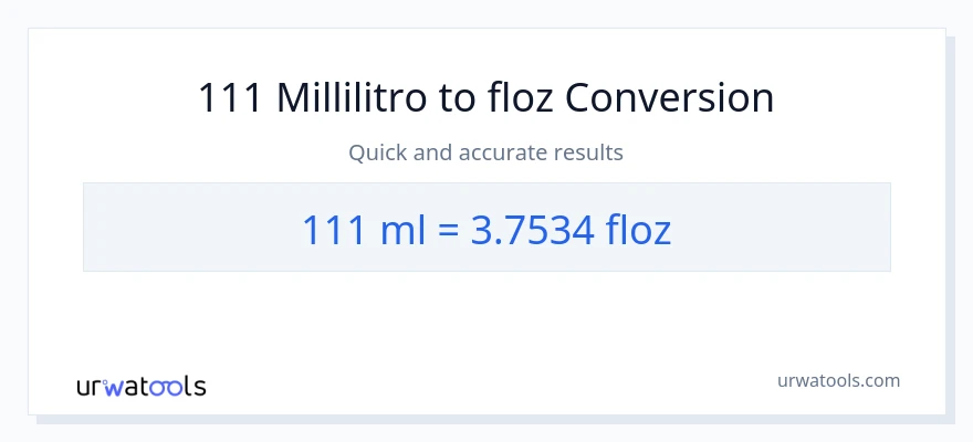 Conversione da 111 millilitri a once fluide