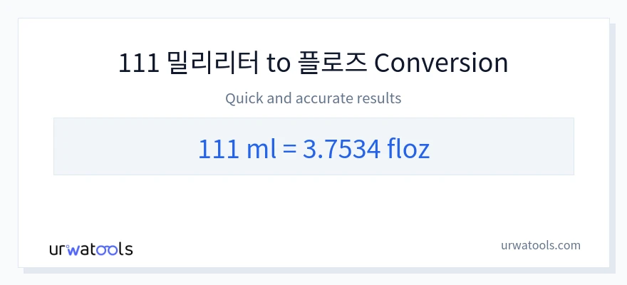 111 밀리리터에서 액량 온스으로의 변환