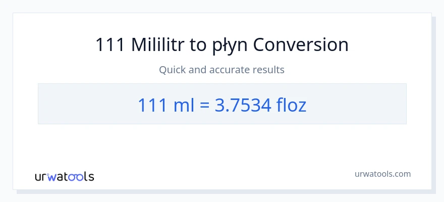 Konwersja 111 mililitry do uncje płynu