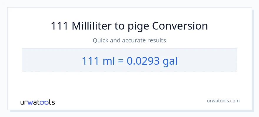 111 milliliter til Galloner konvertering