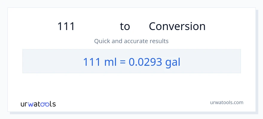 การแปลง 111 มิลลิลิตร เป็น แกลลอน