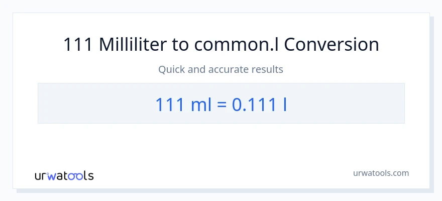 111 milliliter til Liters konvertering