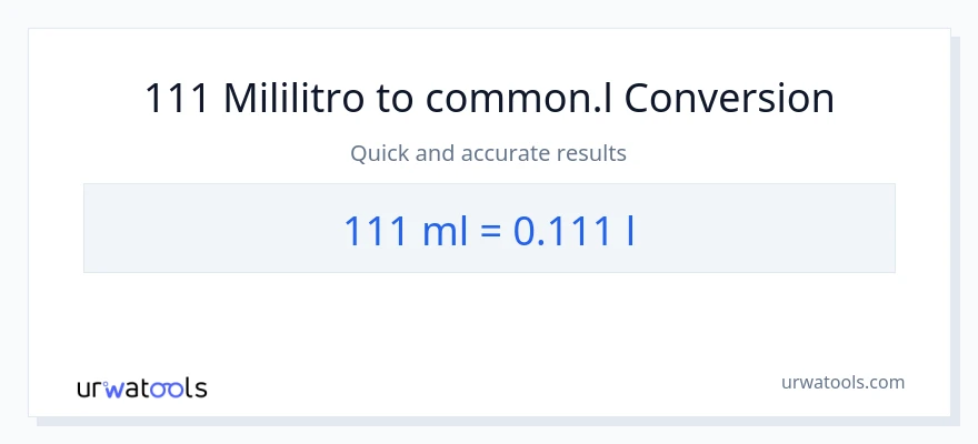 Conversão de 111 mililitros para Liters