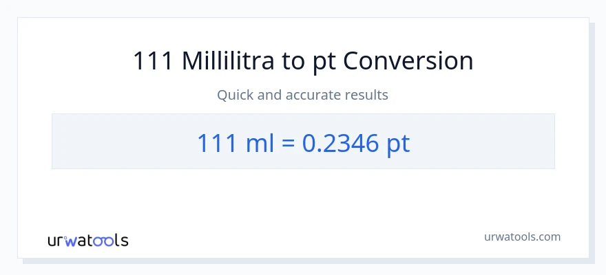 111 millilitraa - Pints muunnos