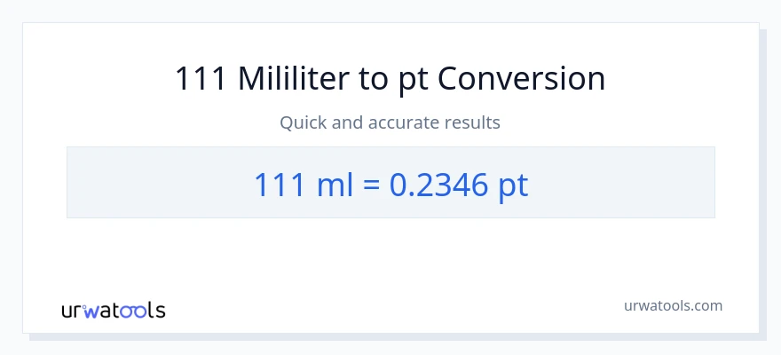 Penukaran 111 mililiter kepada Pints