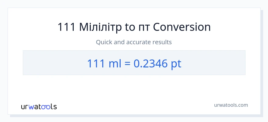 Конверсія з мілілітри у Pints: 111