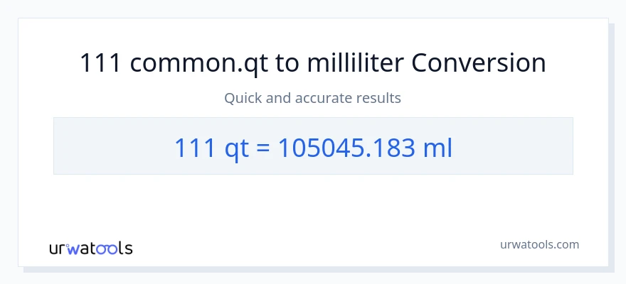 111 Quarts til milliliter konvertering