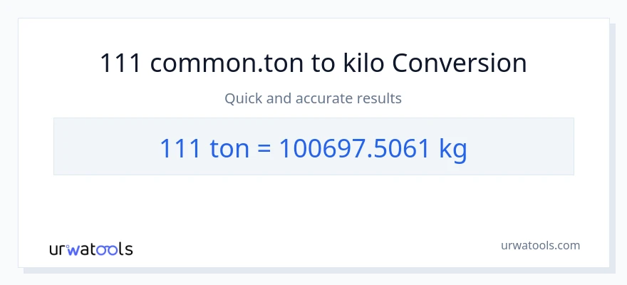 111 Tons patungong kilo na conversion