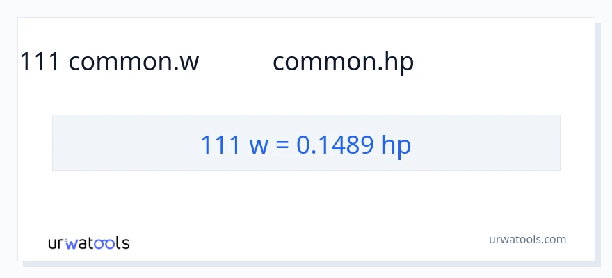 111 ವ್ಯಾಟ್ಸ್ ರಿಂದ ಅಶ್ವಶಕ್ತಿ ಪರಿವರ್ತನೆ
