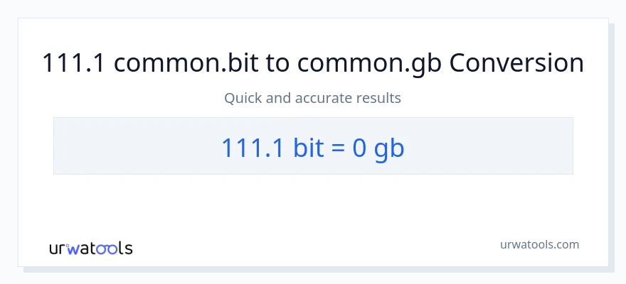 111.1 Bits patungong Gigabytes na conversion
