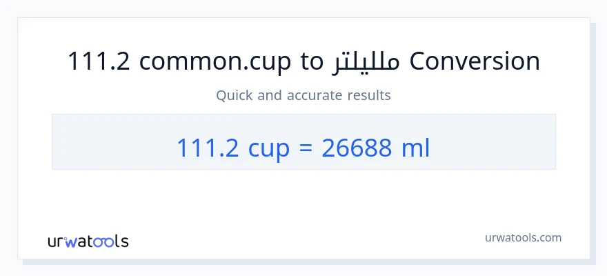 التحويل من 111.2 أكواب إلى ملليلتر