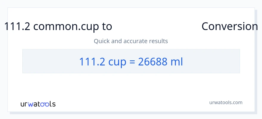 111.2 கோப்பைகள் இலிருந்து மில்லிலிட்டர்கள் வரை மாற்றம்