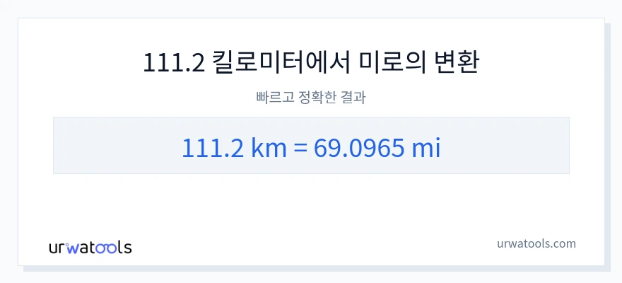 111.2 킬로미터에서 마일으로의 변환