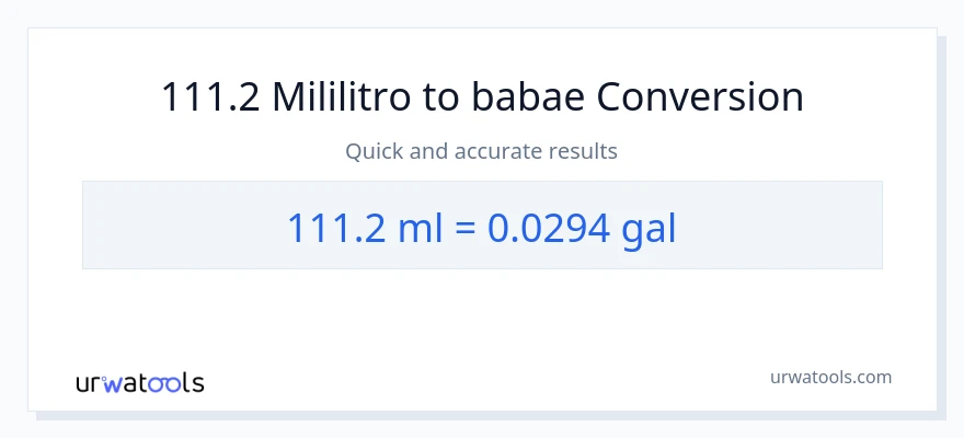 111.2 mga mililitro patungong Mga galon na conversion