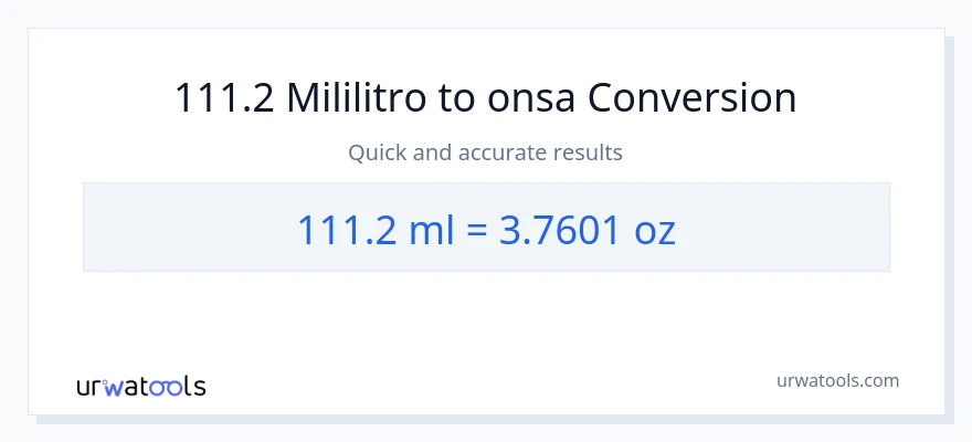 111.2 mga mililitro patungong Mga onsa na conversion