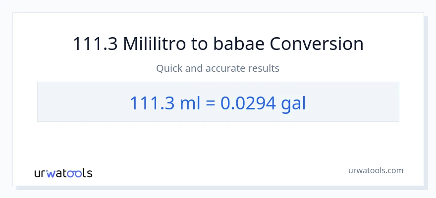 111.3 mga mililitro patungong Mga galon na conversion