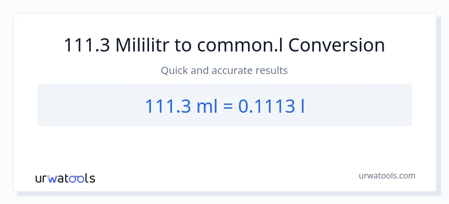 Konverze z mililitrů na Liters: 111.3