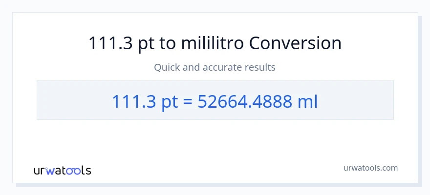 111.3 Pints patungong mga mililitro na conversion
