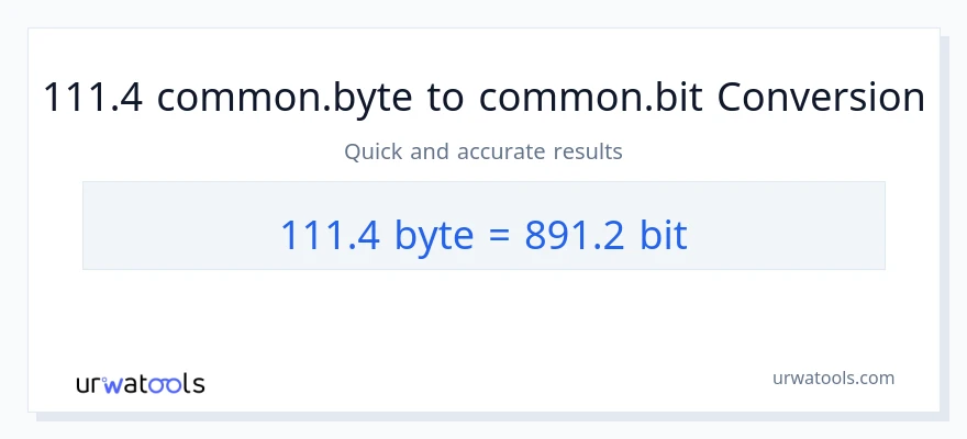 التحويل من 111.4 Bytes إلى Bits