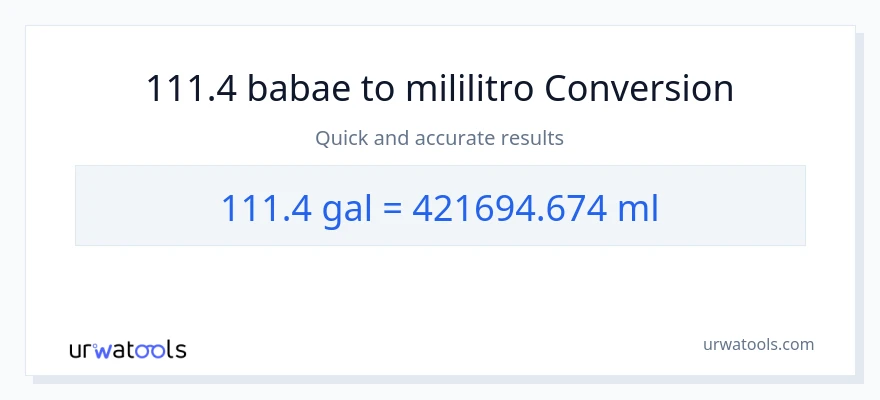 111.4 Mga galon patungong mga mililitro na conversion