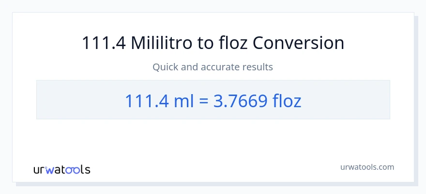 111.4 mga mililitro patungong mga onsa ng likido na conversion