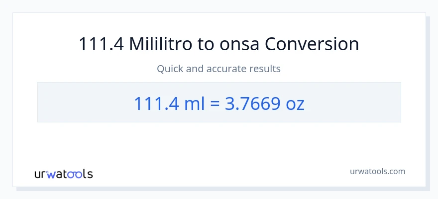 111.4 mga mililitro patungong Mga onsa na conversion